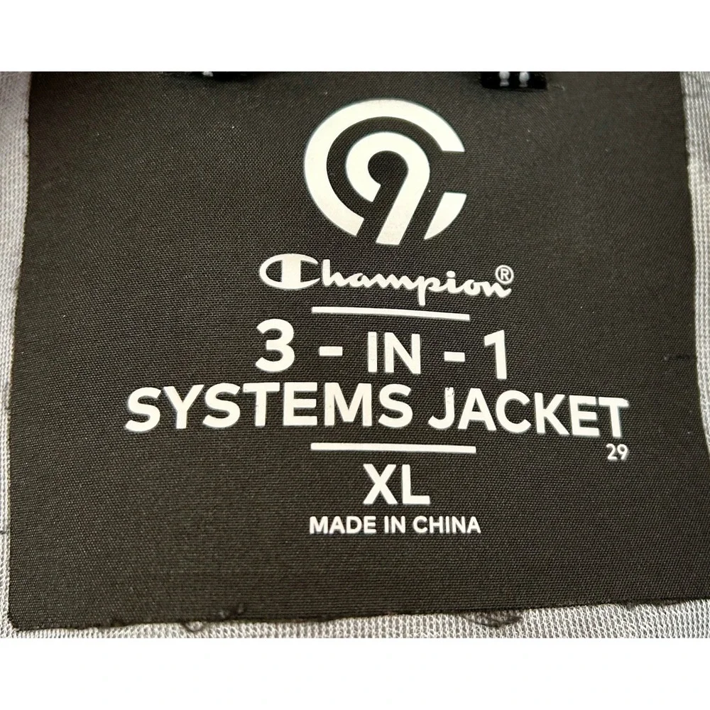 Champion 3-in-1 Systems Jacket Mens XL Black Hooded‎ Utility Coat Workwear Style